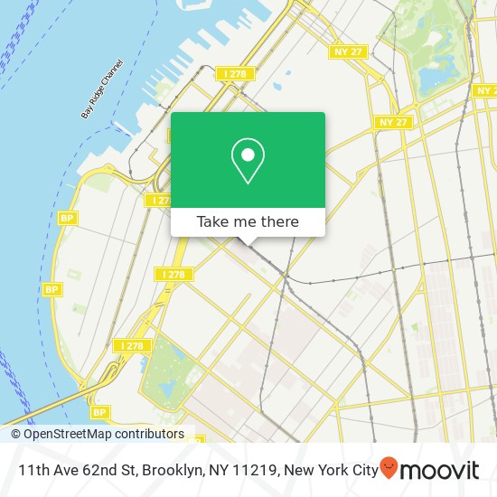 Mapa de 11th Ave 62nd St, Brooklyn, NY 11219