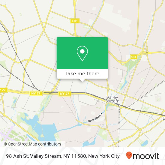 Mapa de 98 Ash St, Valley Stream, NY 11580
