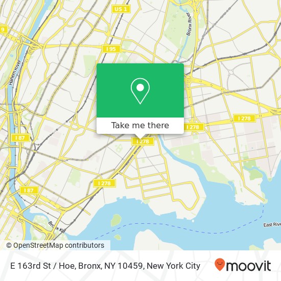 Mapa de E 163rd St / Hoe, Bronx, NY 10459