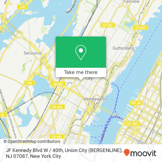 JF Kennedy Blvd W / 40th, Union City (BERGENLINE), NJ 07087 map