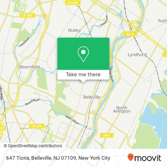 Mapa de 647 Tiona, Belleville, NJ 07109