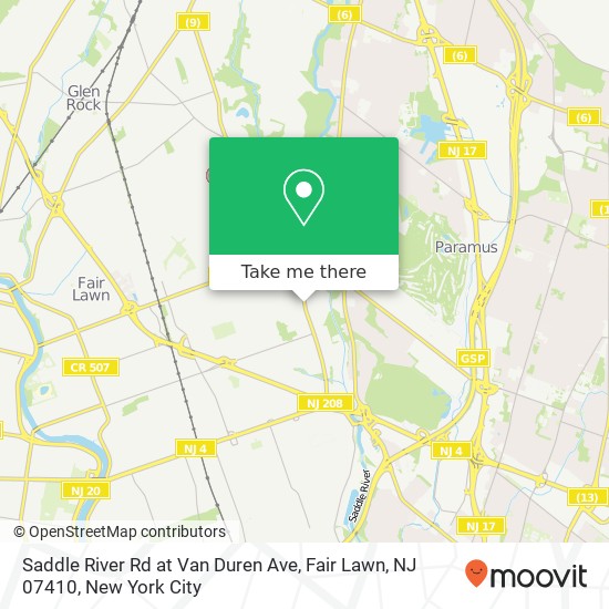 Mapa de Saddle River Rd at Van Duren Ave, Fair Lawn, NJ 07410