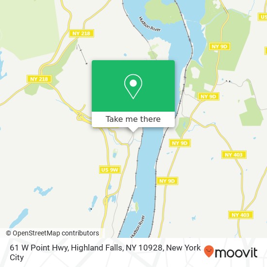 Mapa de 61 W Point Hwy, Highland Falls, NY 10928