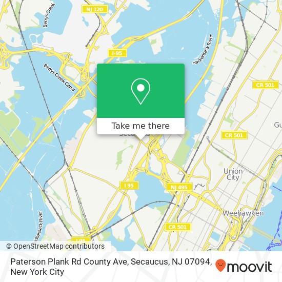 Mapa de Paterson Plank Rd County Ave, Secaucus, NJ 07094