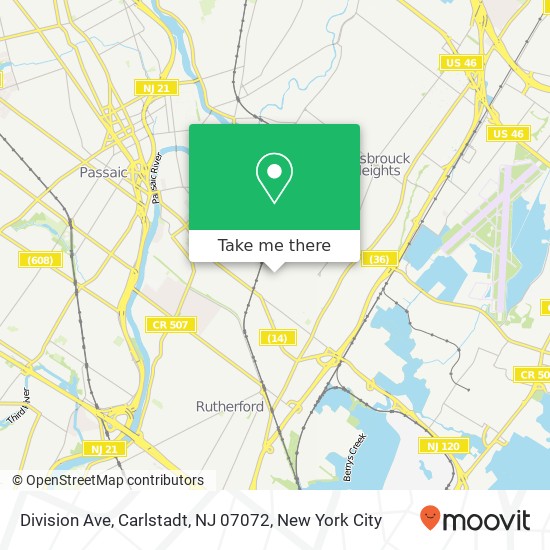 Mapa de Division Ave, Carlstadt, NJ 07072