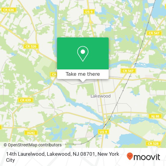 Mapa de 14th Laurelwood, Lakewood, NJ 08701