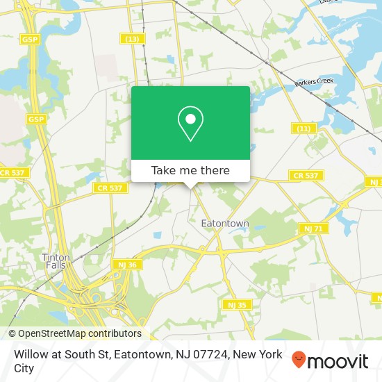 Mapa de Willow at South St, Eatontown, NJ 07724
