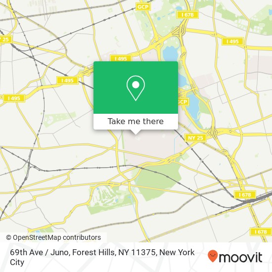Mapa de 69th Ave / Juno, Forest Hills, NY 11375