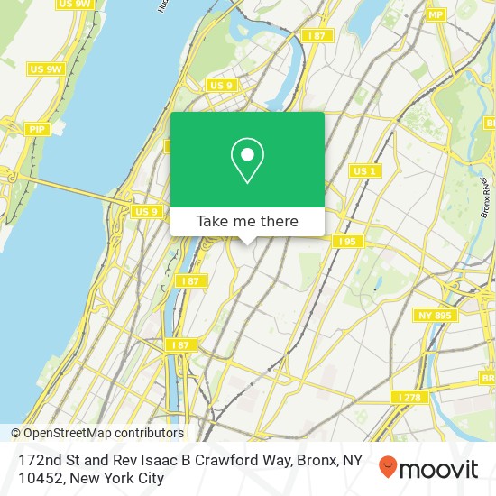 Mapa de 172nd St and Rev Isaac B Crawford Way, Bronx, NY 10452