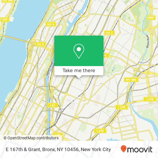 E 167th & Grant, Bronx, NY 10456 map