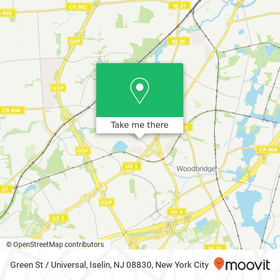 Mapa de Green St / Universal, Iselin, NJ 08830
