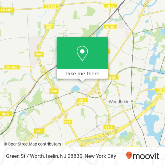 Mapa de Green St / Worth, Iselin, NJ 08830