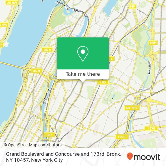 Mapa de Grand Boulevard and Concourse and 173rd, Bronx, NY 10457