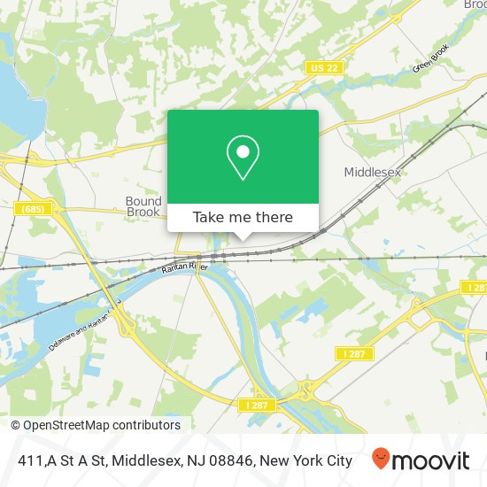 Mapa de 411,A St A St, Middlesex, NJ 08846