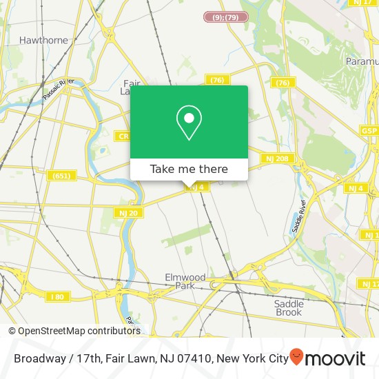 Broadway / 17th, Fair Lawn, NJ 07410 map