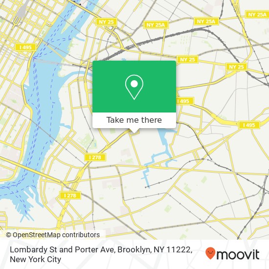 Mapa de Lombardy St and Porter Ave, Brooklyn, NY 11222