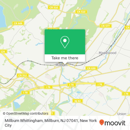 Mapa de Millburn Whittingham, Millburn, NJ 07041