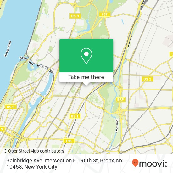 Mapa de Bainbridge Ave intersection E 196th St, Bronx, NY 10458