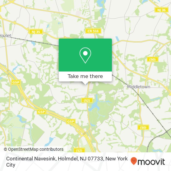 Mapa de Continental Navesink, Holmdel, NJ 07733
