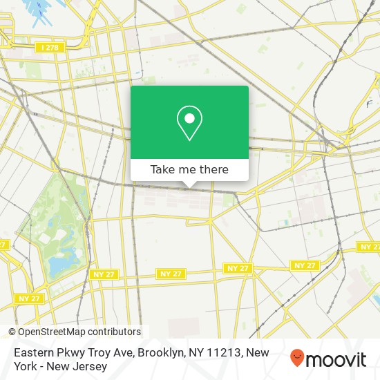 Mapa de Eastern Pkwy Troy Ave, Brooklyn, NY 11213