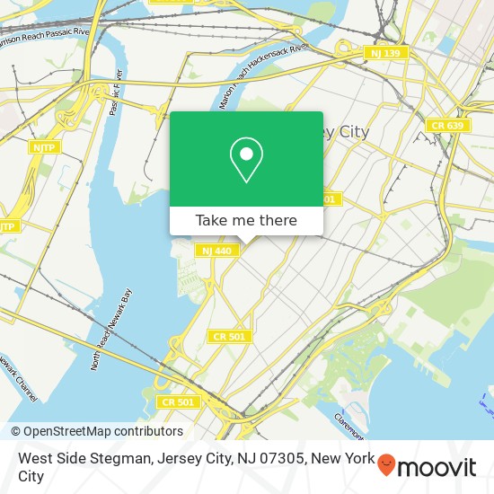 Mapa de West Side Stegman, Jersey City, NJ 07305