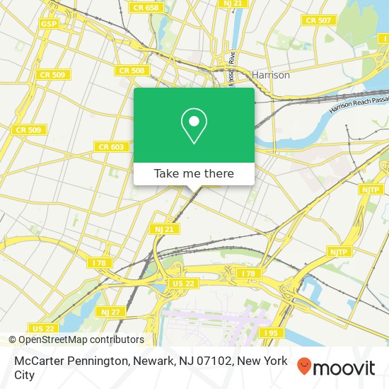 Mapa de McCarter Pennington, Newark, NJ 07102