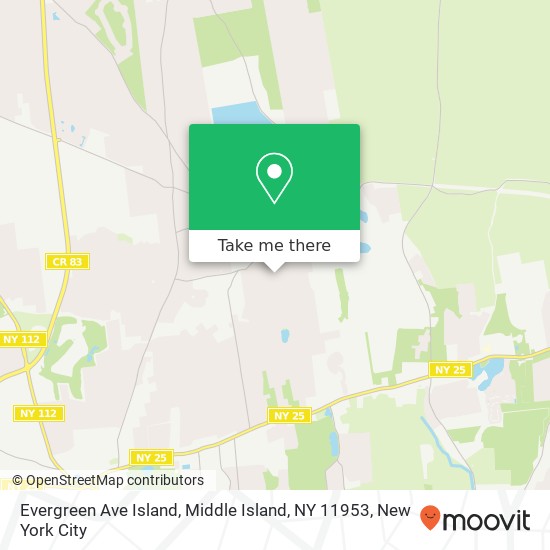 Mapa de Evergreen Ave Island, Middle Island, NY 11953