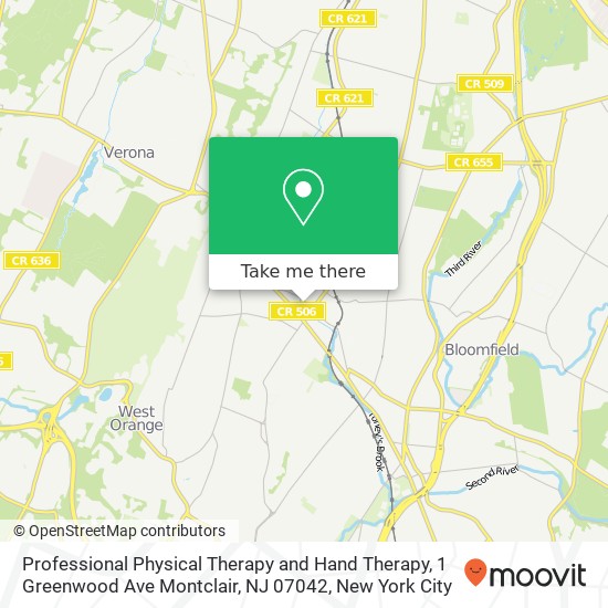 Professional Physical Therapy and Hand Therapy, 1 Greenwood Ave Montclair, NJ 07042 map