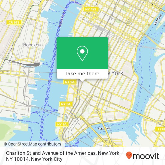 Charlton St and Avenue of the Americas, New York, NY 10014 map