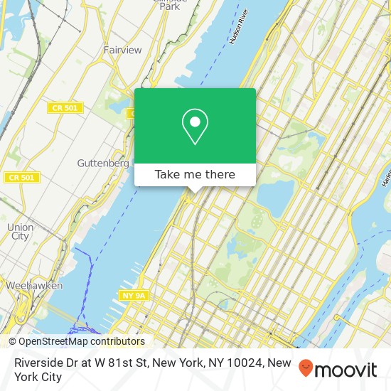 Riverside Dr at W 81st St, New York, NY 10024 map
