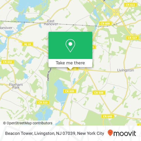 Mapa de Beacon Tower, Livingston, NJ 07039