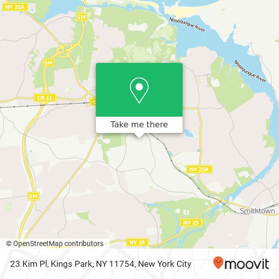 Mapa de 23 Kim Pl, Kings Park, NY 11754