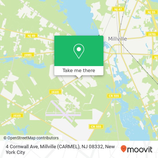 Mapa de 4 Cornwall Ave, Millville (CARMEL), NJ 08332