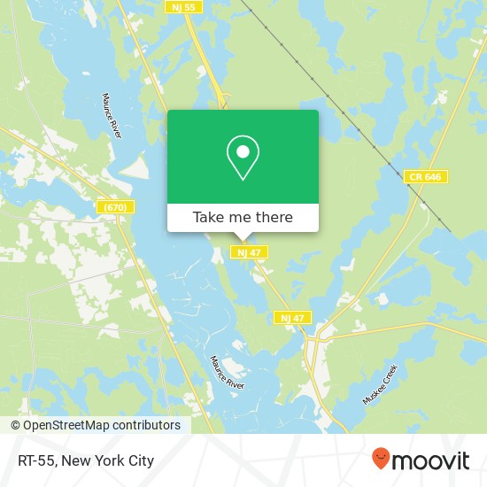 Mapa de RT-55, Millville, NJ 08332