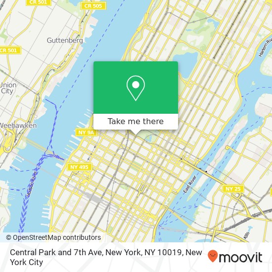 Central Park and 7th Ave, New York, NY 10019 map
