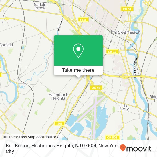 Mapa de Bell Burton, Hasbrouck Heights, NJ 07604
