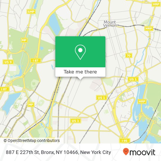 Mapa de 887 E 227th St, Bronx, NY 10466