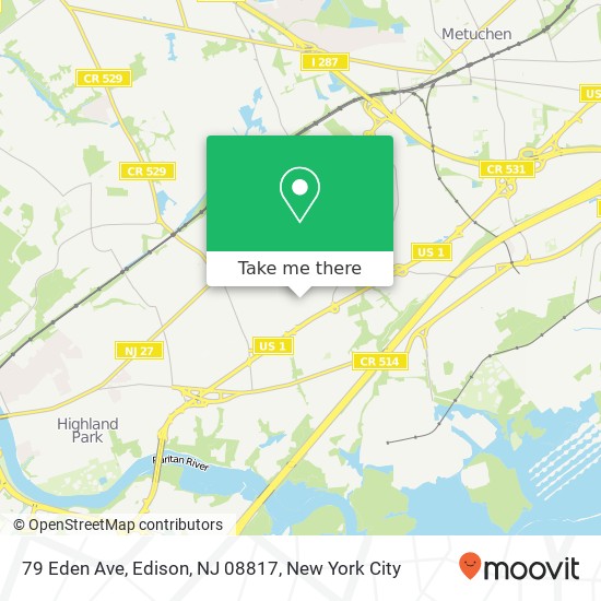 Mapa de 79 Eden Ave, Edison, NJ 08817