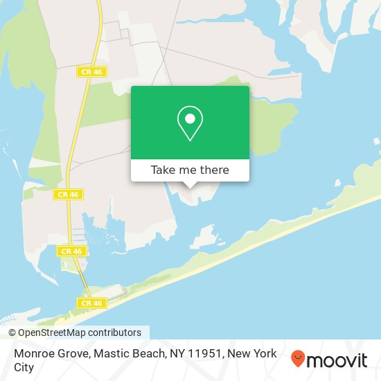 Mapa de Monroe Grove, Mastic Beach, NY 11951