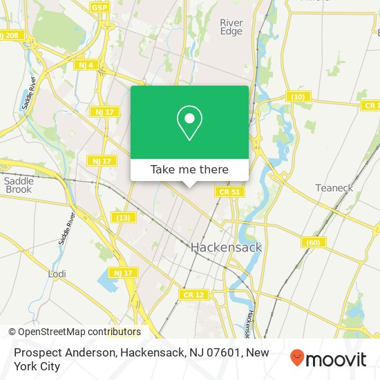 Mapa de Prospect Anderson, Hackensack, NJ 07601