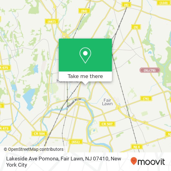Mapa de Lakeside Ave Pomona, Fair Lawn, NJ 07410