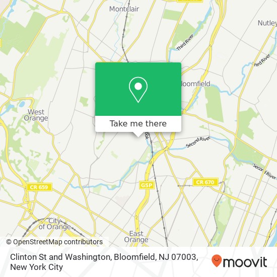 Mapa de Clinton St and Washington, Bloomfield, NJ 07003