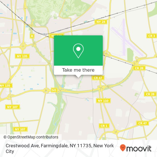 Mapa de Crestwood Ave, Farmingdale, NY 11735