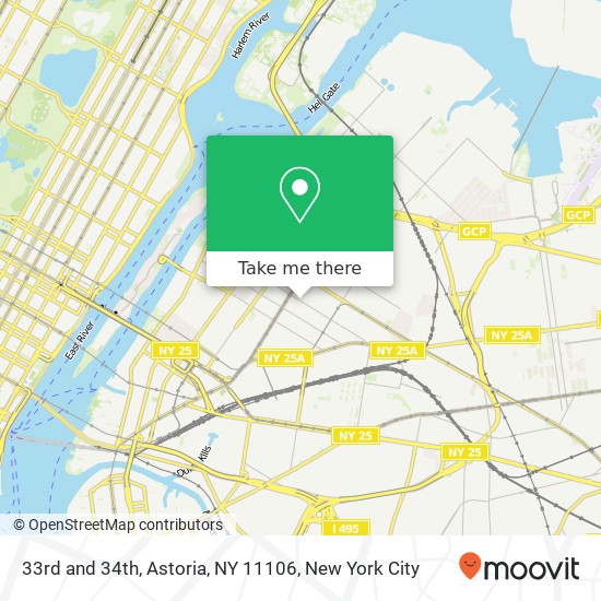 Mapa de 33rd and 34th, Astoria, NY 11106