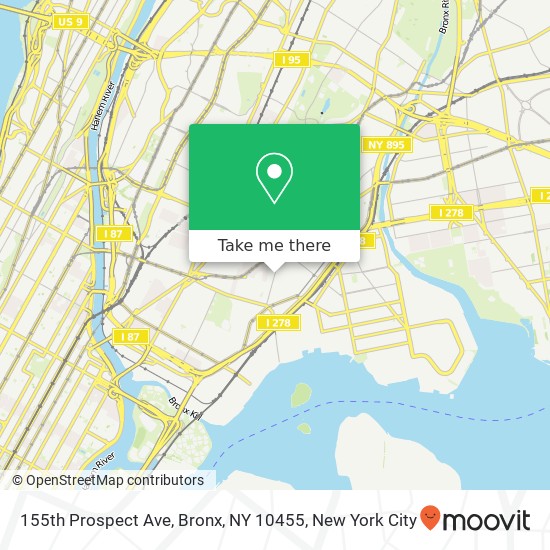 Mapa de 155th Prospect Ave, Bronx, NY 10455