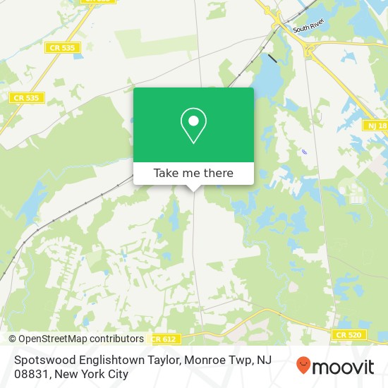 Mapa de Spotswood Englishtown Taylor, Monroe Twp, NJ 08831