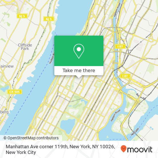 Manhattan Ave corner 119th, New York, NY 10026 map