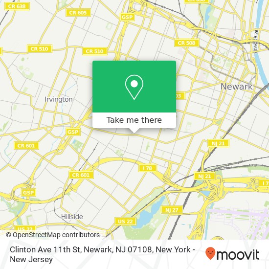 Clinton Ave 11th St, Newark, NJ 07108 map