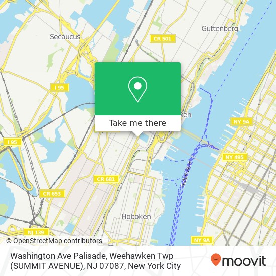 Mapa de Washington Ave Palisade, Weehawken Twp (SUMMIT AVENUE), NJ 07087