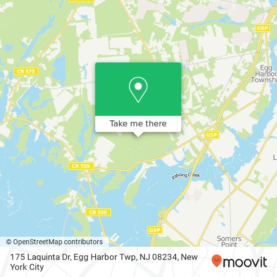 Mapa de 175 Laquinta Dr, Egg Harbor Twp, NJ 08234